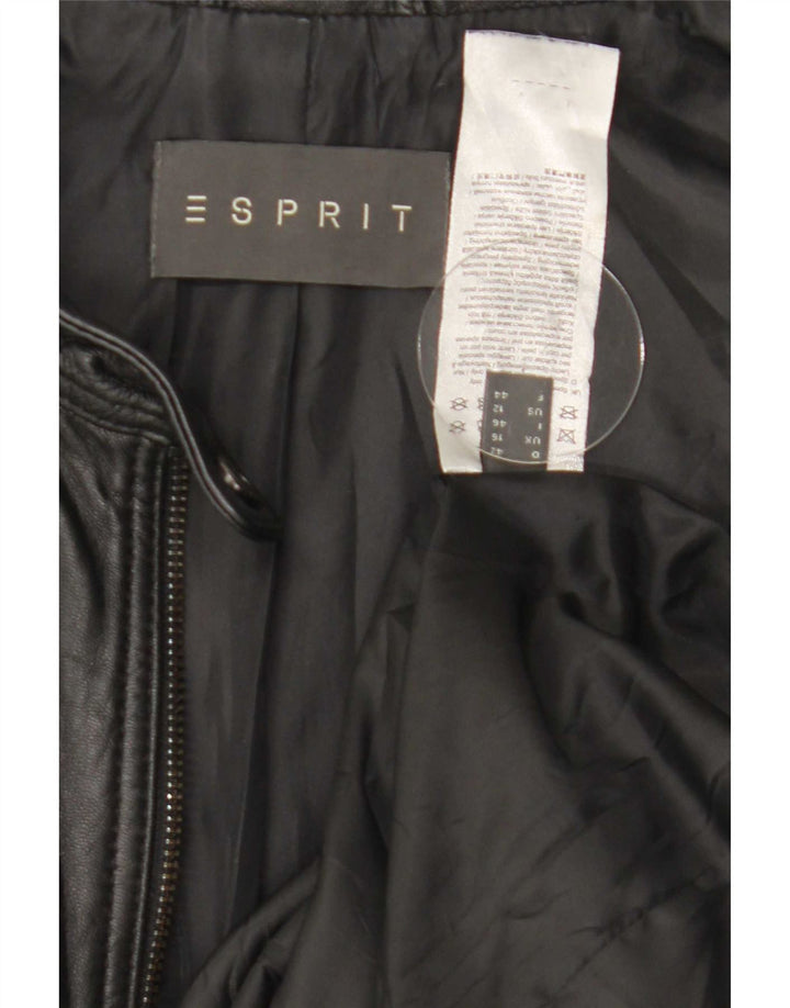 Esprit Veste Racer en cuir pour femme UK 16 Grand cuir noir