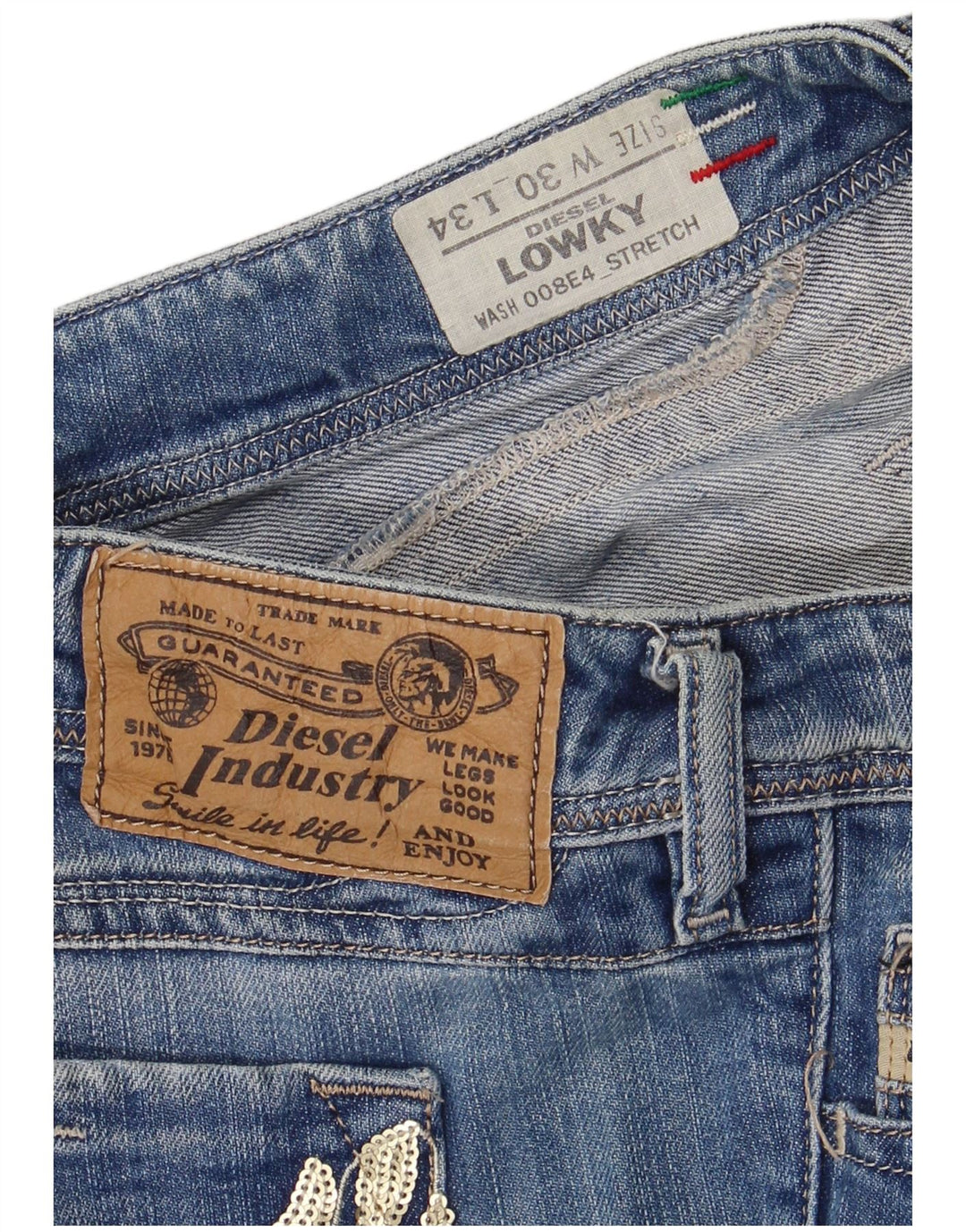 DIESEL Jean Lowky Droit Femme W30 L29 Bleu Coton