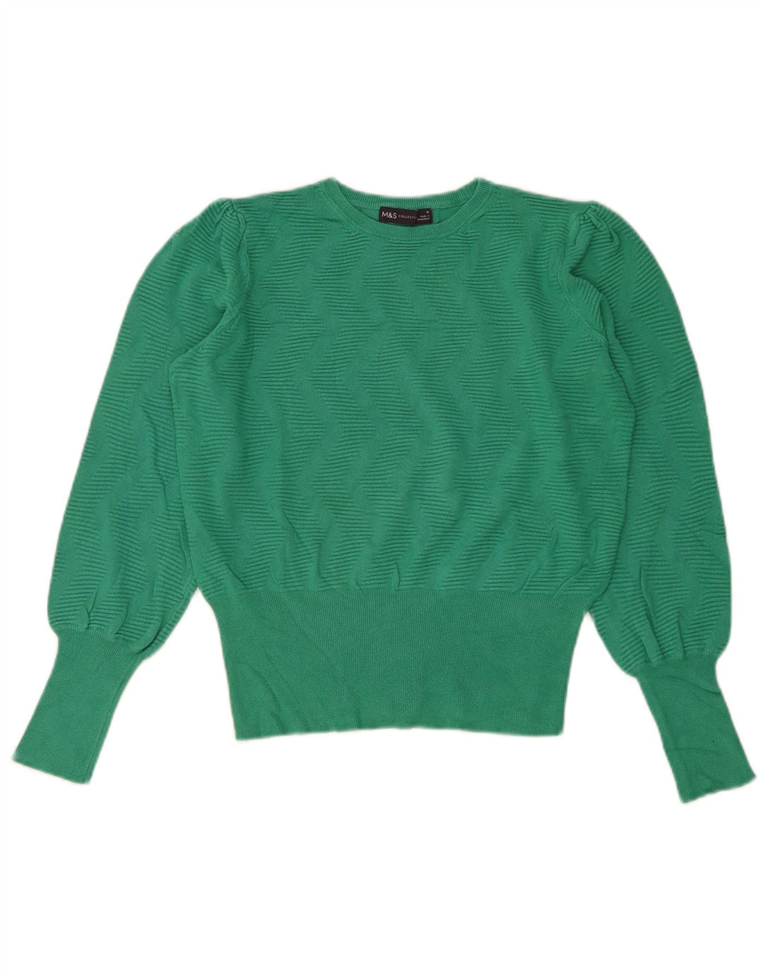 Marks & Spencer Pull court à col rond pour femme UK 14 Vert moyen