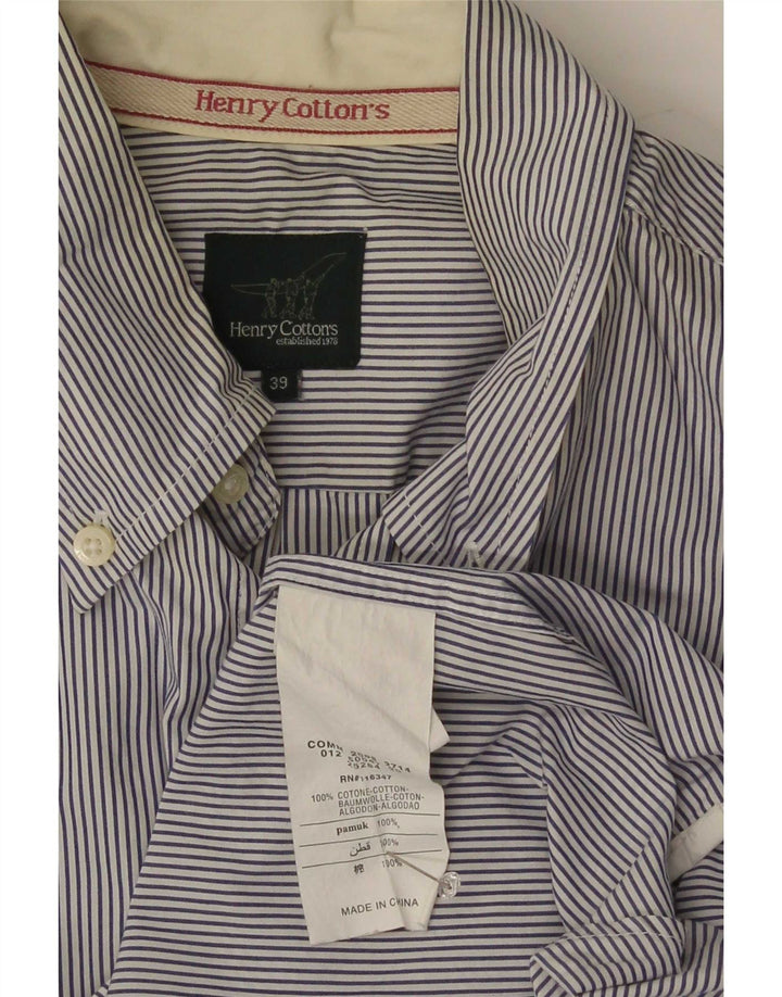 Henry Cottons Chemise homme Taille 39 Coton à fines rayures bleu moyen