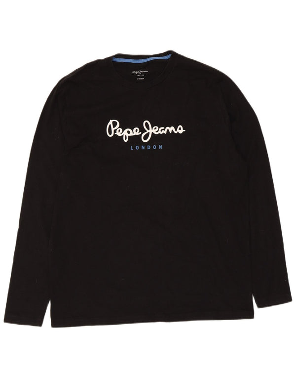 PEPE Jeans Haut graphique régulier à manches longues pour hommes, grand noir