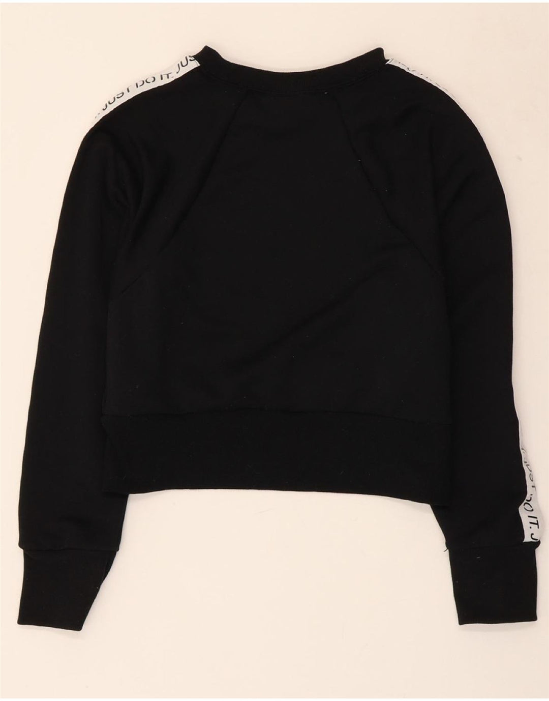 NIKE Womens Oversized Crop Graphic Sweatshirt Jumper UK 14 Medium Black Vintage Nike and Second-Hand Nike from Messina Hembry 