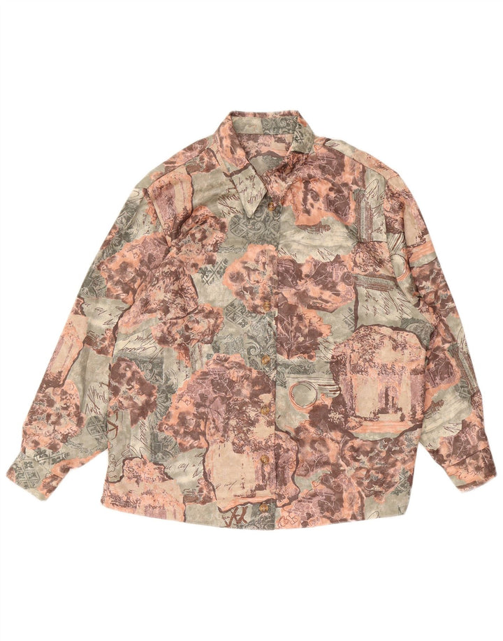 VINTAGE Womens Abstract Pattern Shirt UK 18 XL Green