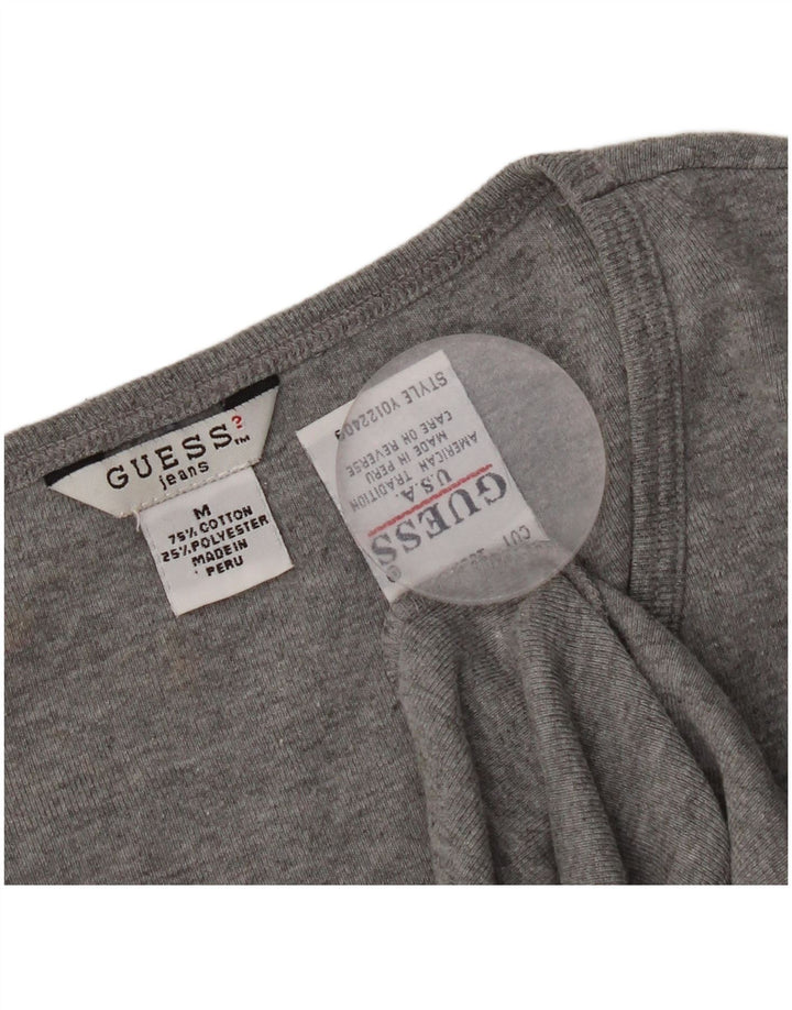 Guess Femmes Crop Top Manches Longues UK 12 Gris Moyen Coton