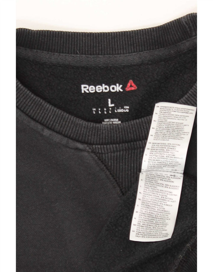 Reebok Sweat-shirt pour homme en coton noir Taille L