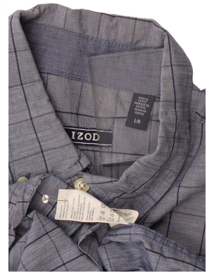 Izod Chemise Homme Grand Carreau Bleu Coton