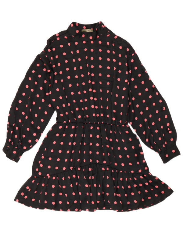 Zara Combishort à manches longues pour femme Robe trapèze UK 44 Noir moyen à pois