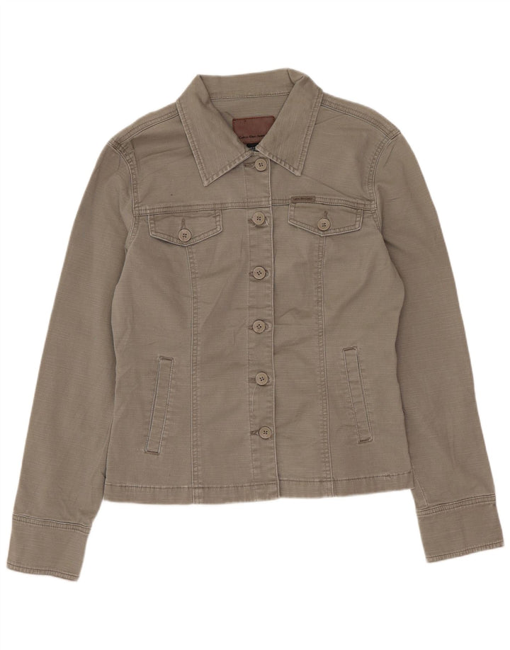 Calvin Klein Jeans Veste en jean pour femme UK 12 Coton kaki moyen
