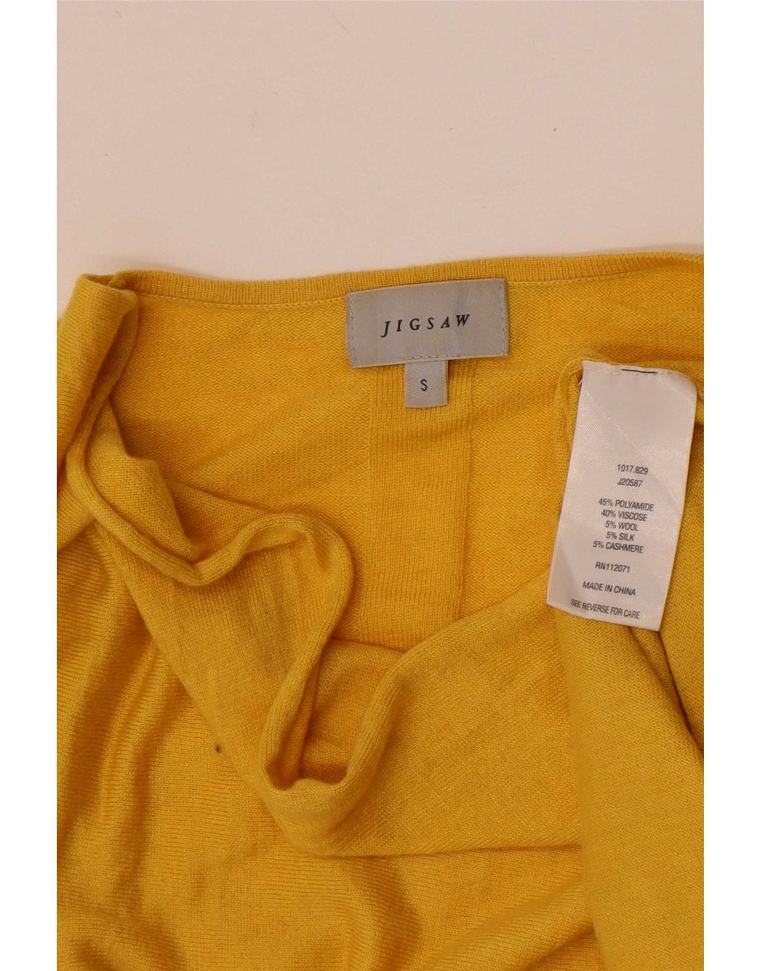 Jigsaw Femme Top Manches Longues UK 10 Petit Jaune Polyamide