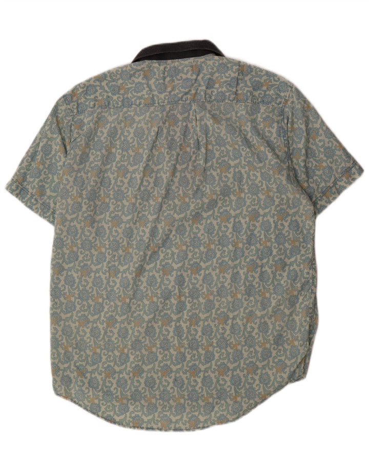 Peter Elliot Chemise pull à manches courtes pour homme en coton floral bleu moyen