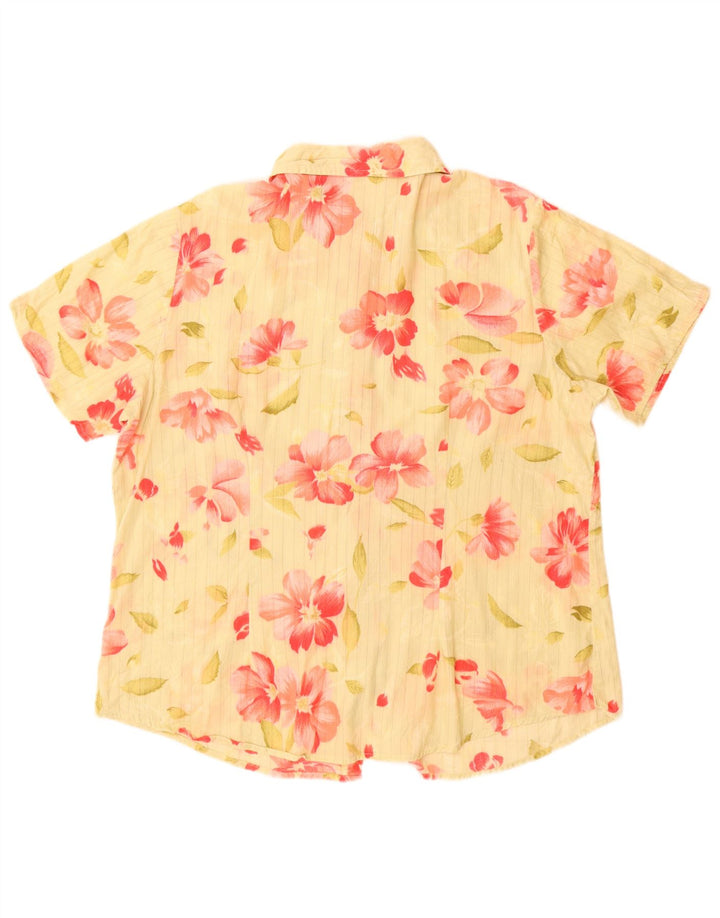 Lee Chemisier à manches courtes pour femme UK 18 XL Jaune Floral Coton