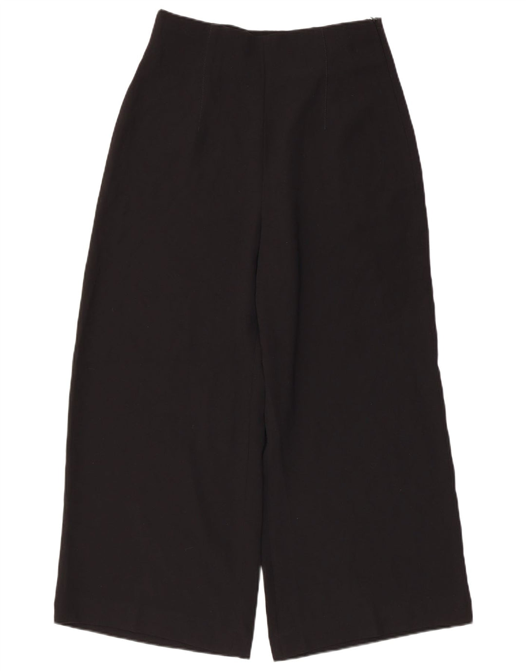Zara Pantalon court à jambe large pour femme Medium W30 L24 Noir Polyester