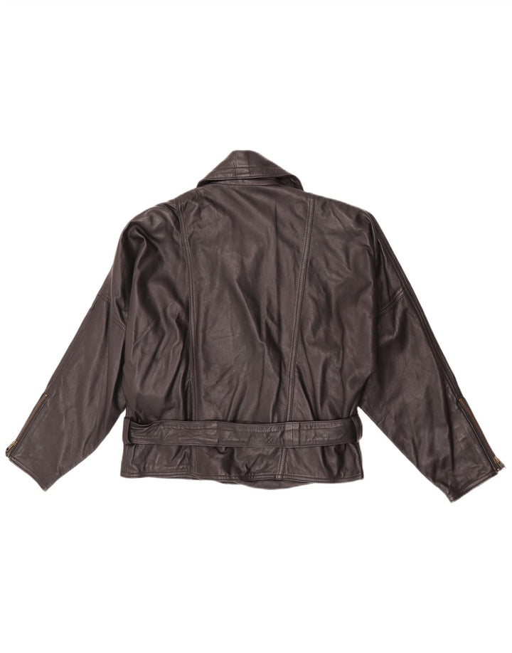 Veste en cuir Biker femme vintage EU 38 Cuir noir moyen