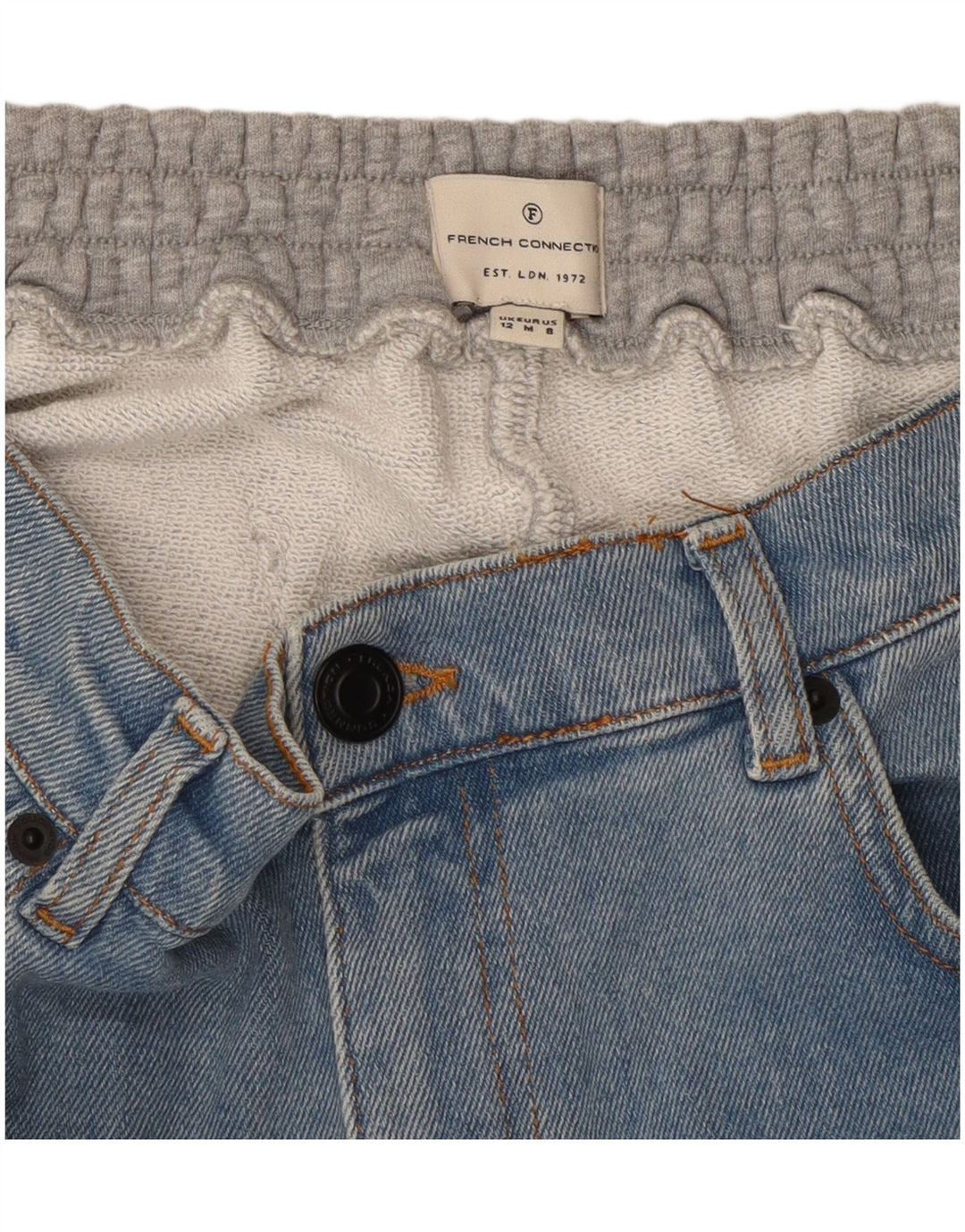 FRENCH CONNECTION Jean Slim Femme UK 12 Moyen W30 L28 Bleu Colorblock