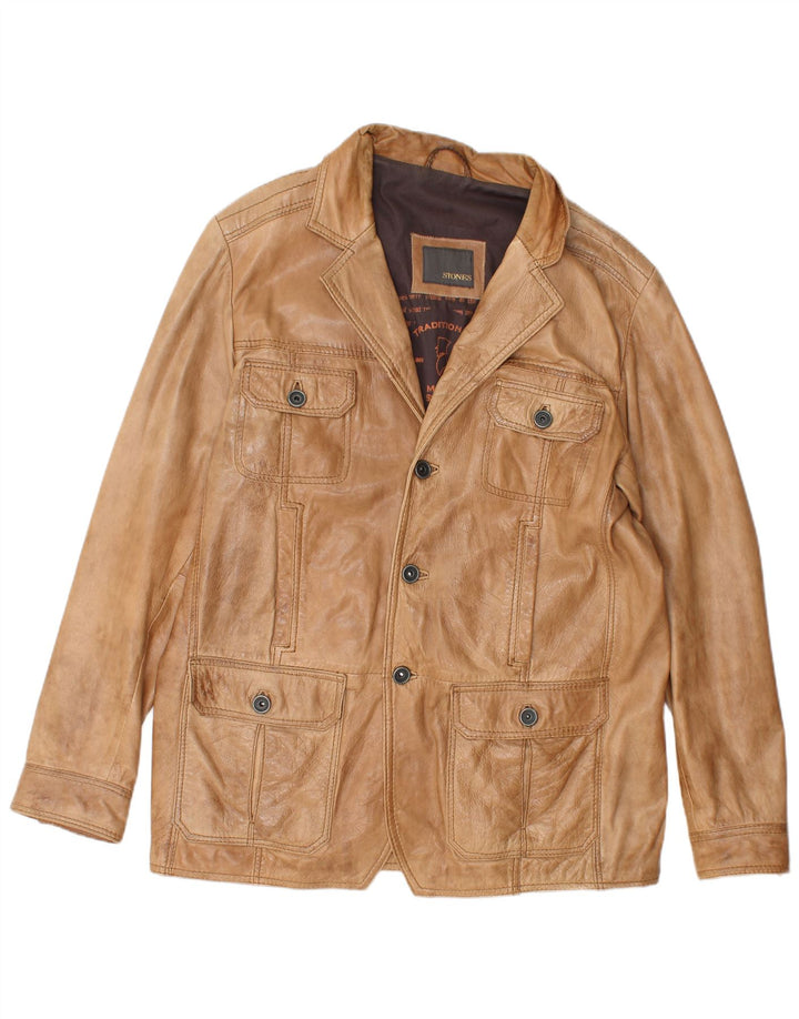 Stones Veste en cuir pour homme IT 54 2XL Cuir beige