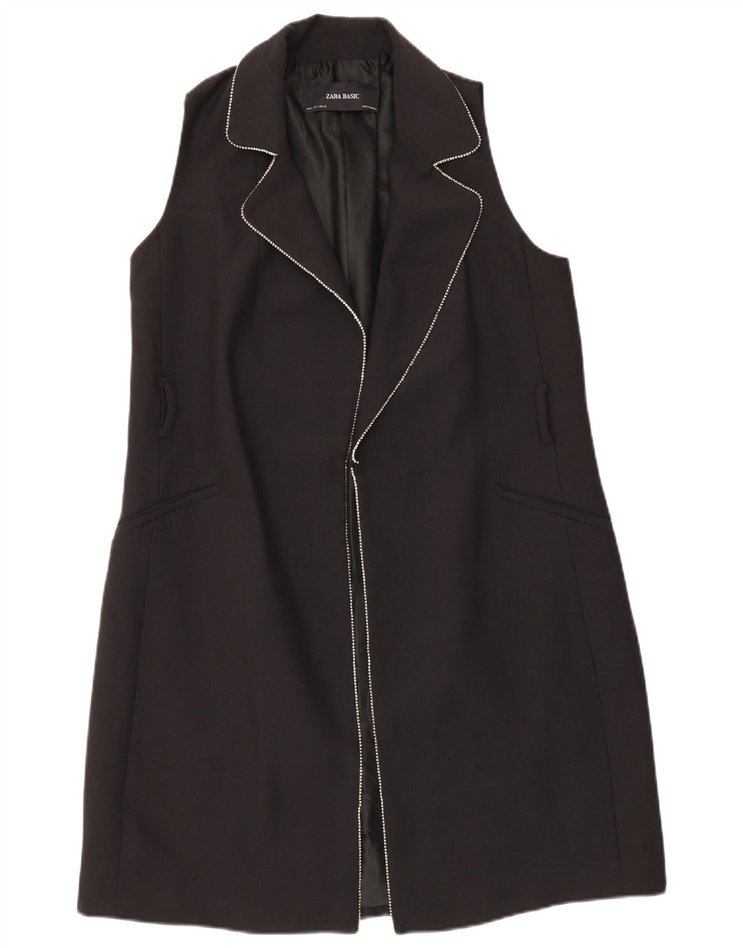 Zara Manteau sans manches pour femme UK 10 Petit Noir Polyester