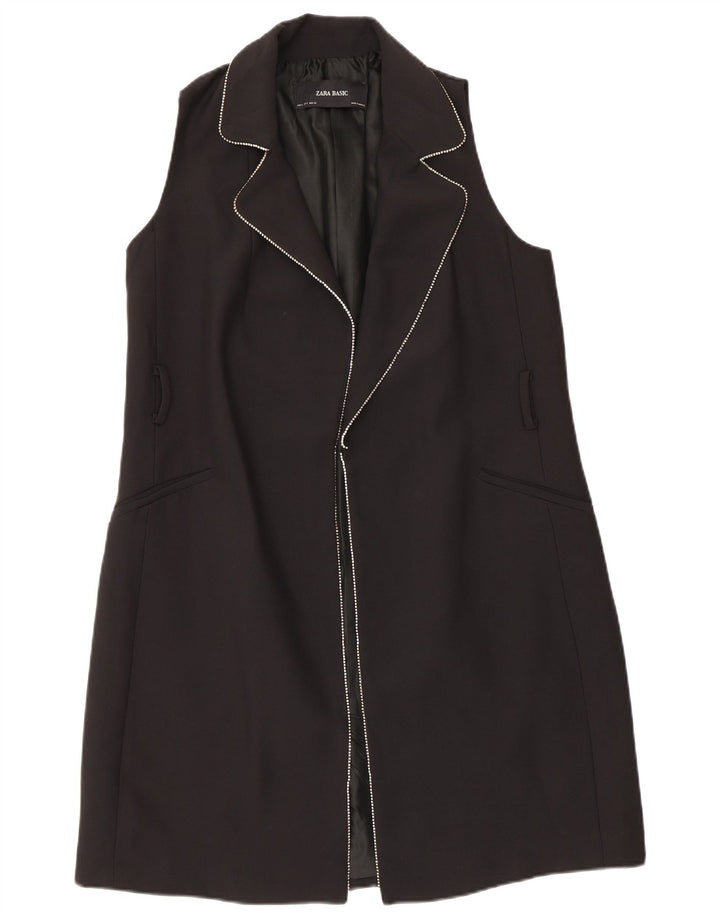 Zara Manteau sans manches pour femme UK 10 Petit Noir Polyester