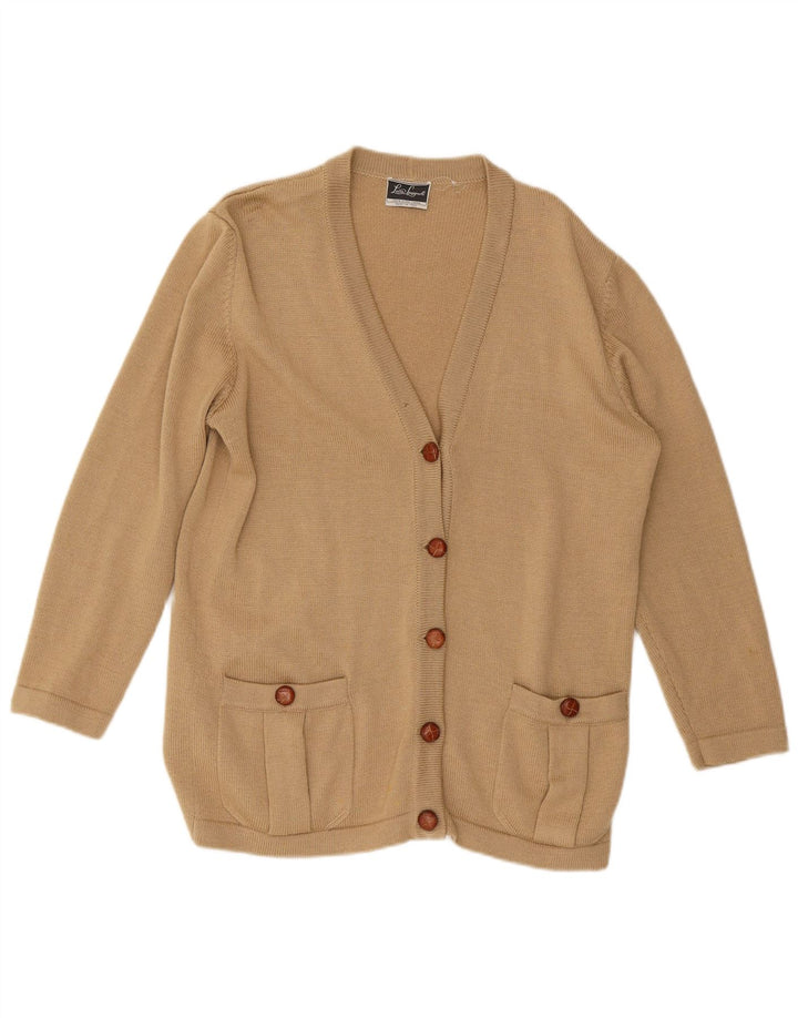 LUISA SPAGNOLI Pull Cardigan Femme UK 14 Grande Laine Beige