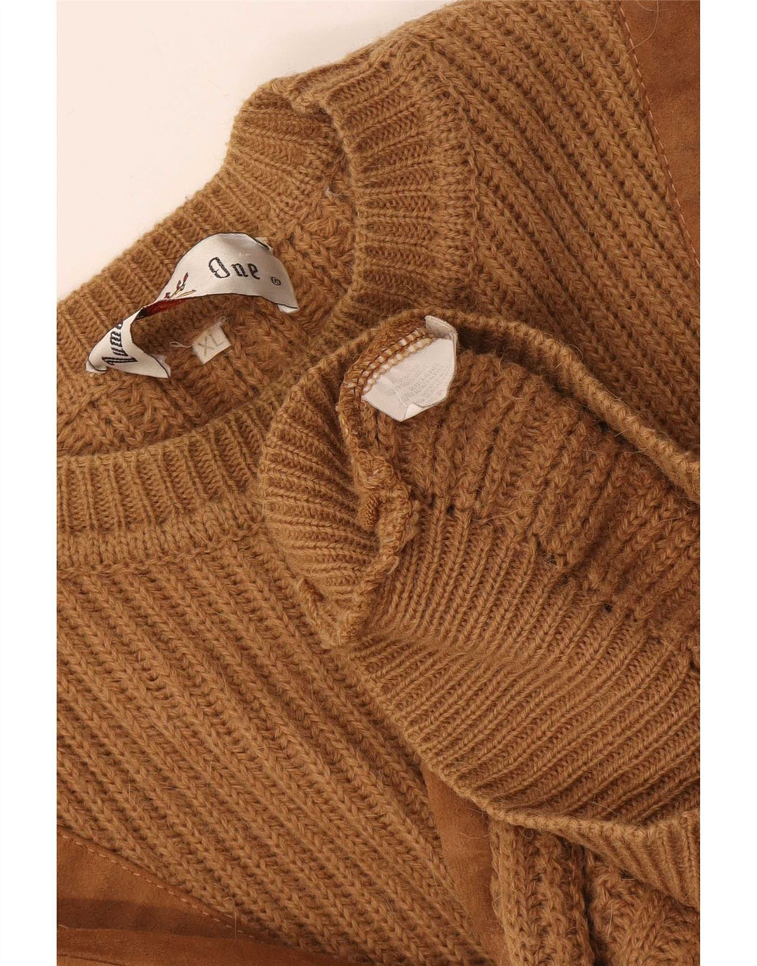 Number 1 Pull col rond homme XL laine marron