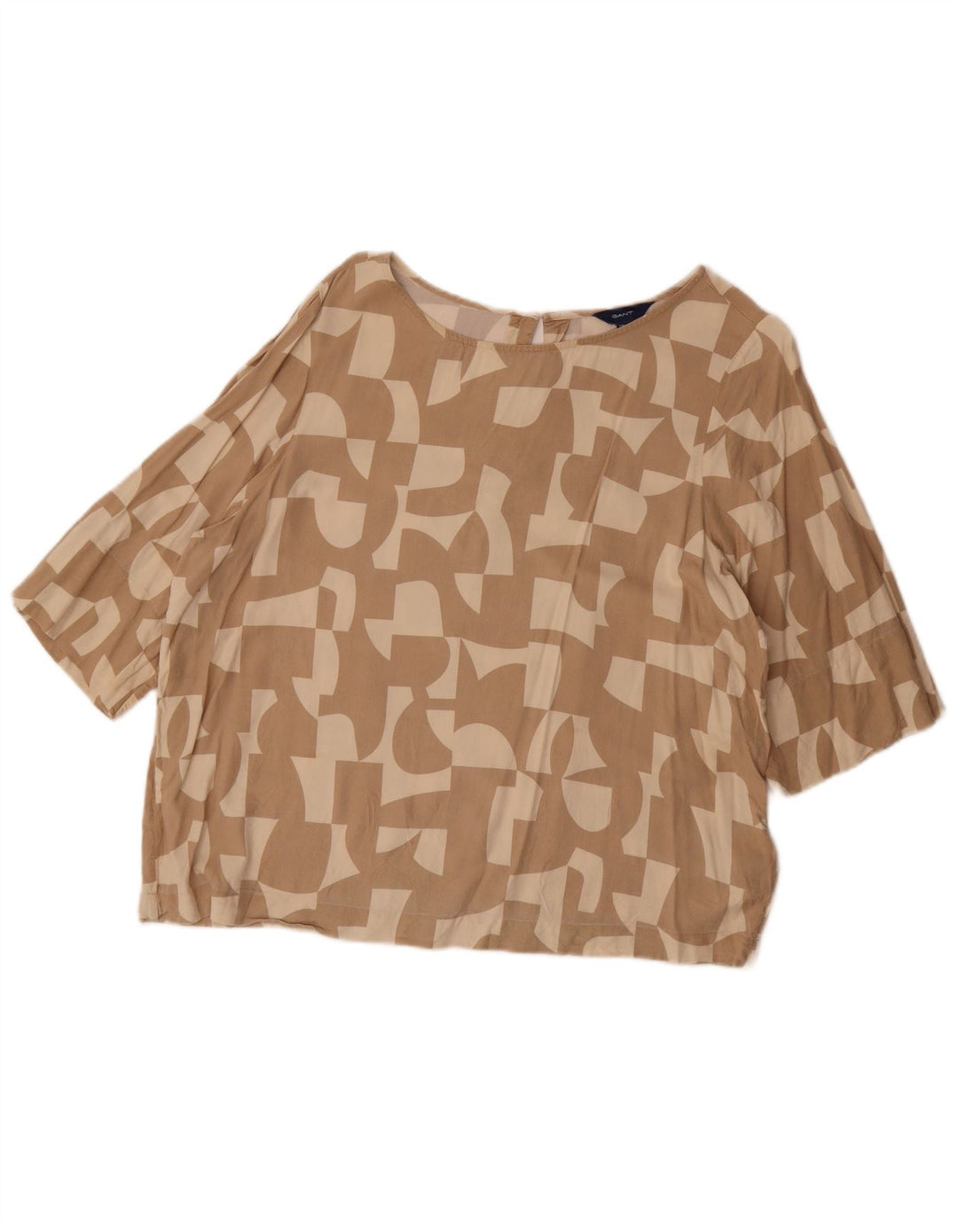 Gant Femme Chemisier Oversize Top UK 8 Small Beige Géométrique Viscose