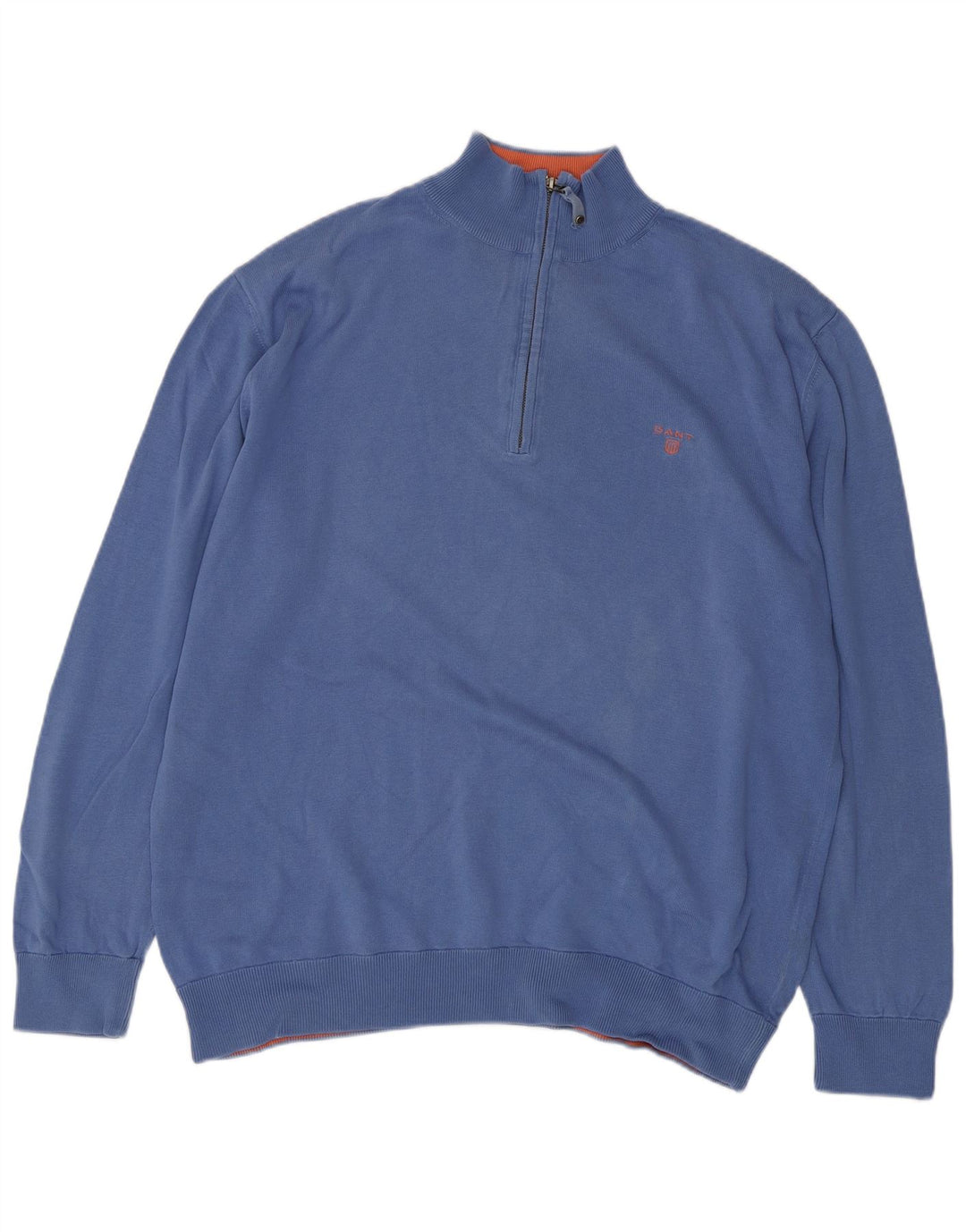 Gant Pull à col zippé pour homme 2XL Bleu Coton