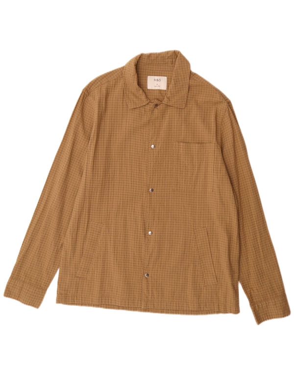 Marks & Spencer Chemise Surchemise Homme Marron Moyen Carreaux Coton