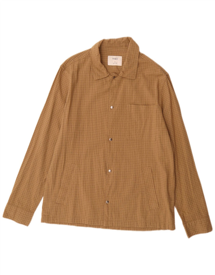 Marks & Spencer Chemise Surchemise Homme Marron Moyen Carreaux Coton