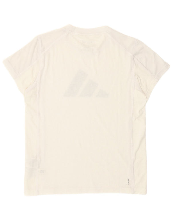 Adidas T-shirt graphique pour femme UK 8/10 Petit Blanc Polyester