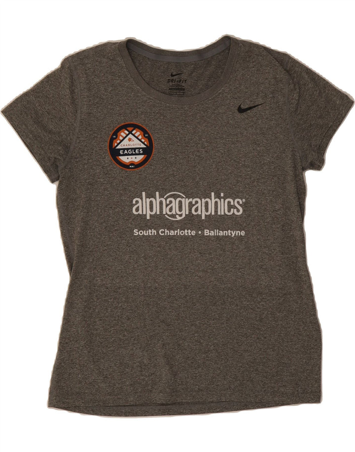 NIKE Womens Dri Fit Graphic T-Shirt Top UK 16 Large Grey Polyester Vintage Nike and Second-Hand Nike from Messina Hembry 