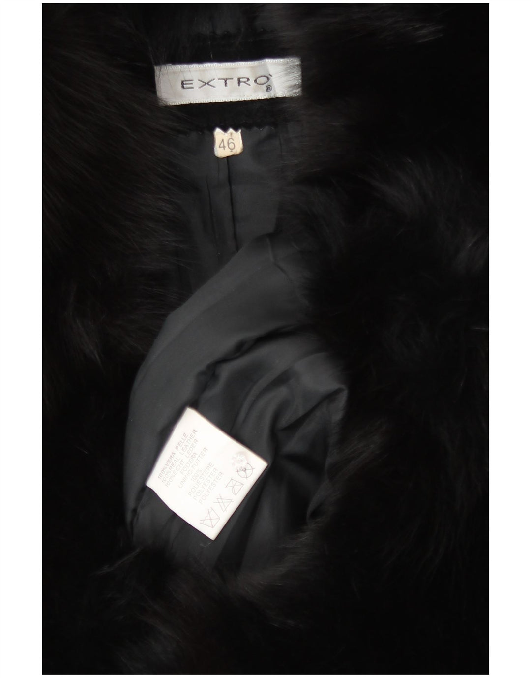 vintage Femme Suède Pardessus IT 46 Grand Cuir Noir