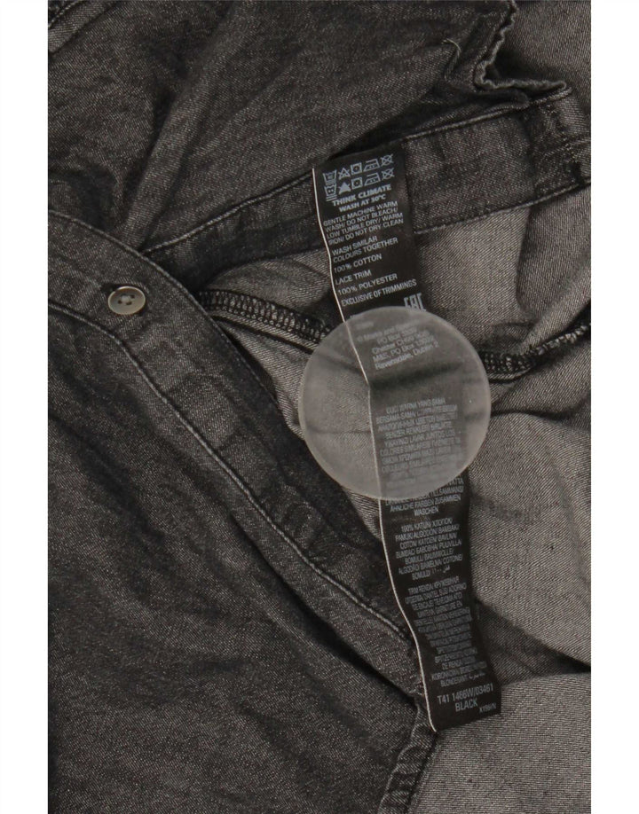 Marks & Spencer Chemise en jean pour femme UK 12 Coton rayé noir moyen