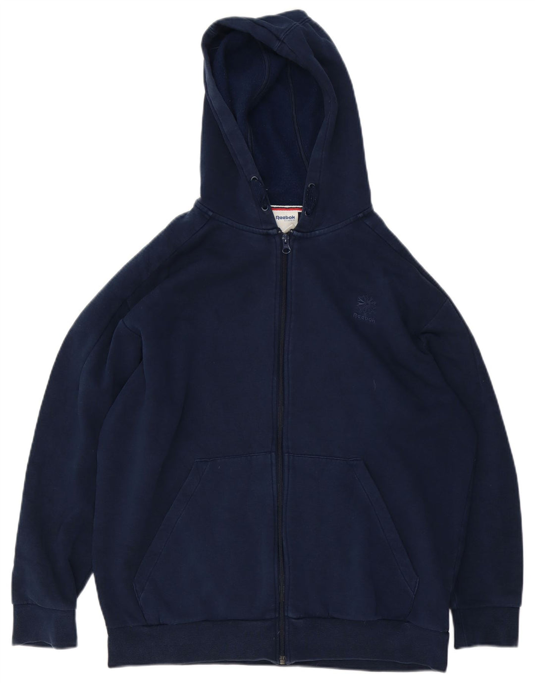 Reebok Pull à capuche zippé pour homme en coton bleu marine Large