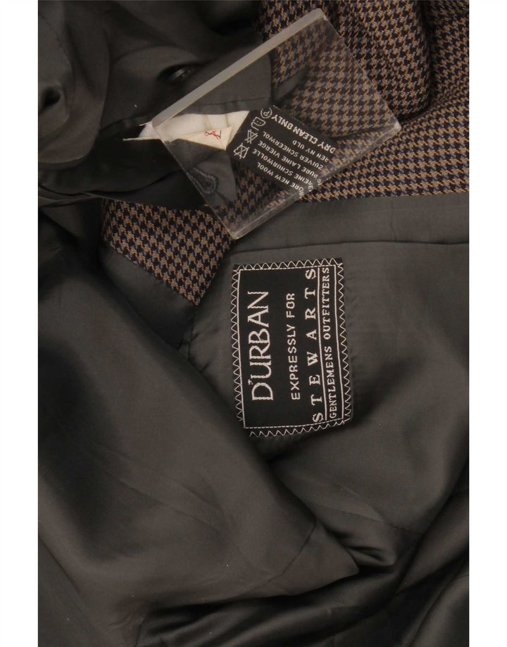 Durban Veste blazer à 2 boutons pour homme UK 38 Gris moyen Pied-de-poule Laine vierge