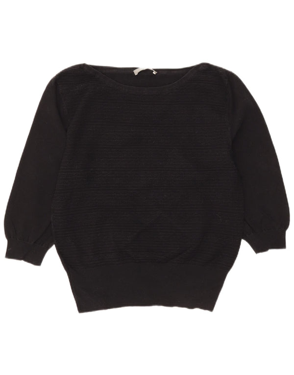 Oasis Pull à manches 3/4 et col bateau pour femme UK 14 Large Noir Rayé