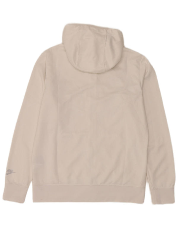 Nike Pull à capuche zippé graphique pour homme en polyester color block blanc moyen