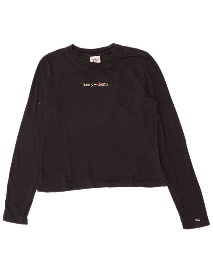 Tommy Hilfiger Haut court graphique à manches longues pour femme UK 12 Noir moyen