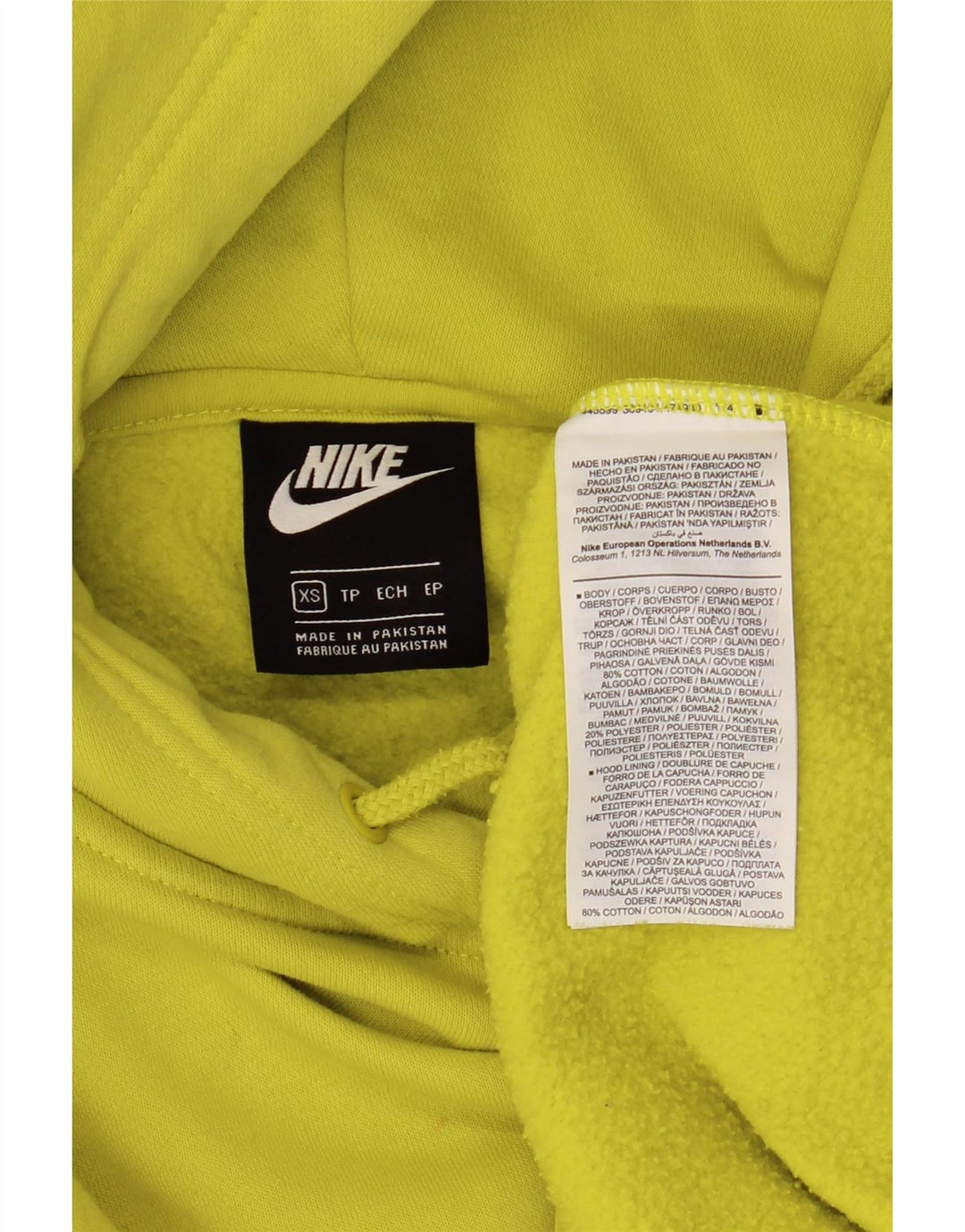 NIKE Pull à capuche surdimensionné pour femme UK 6 XS Jaune Coton