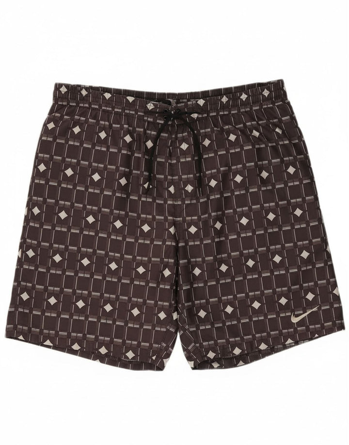 Nike Short de bain pour homme en polyester géométrique marron Taille L