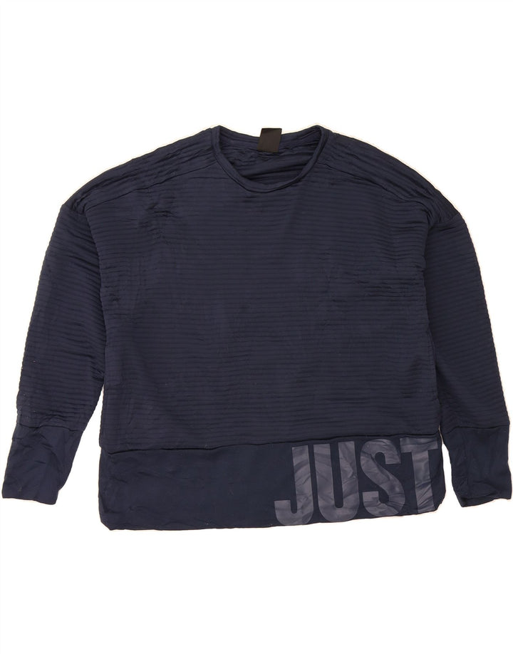 NIKE Womens Dri Fit Graphic Sweatshirt Jumper UK 14 Medium Navy Blue Vintage Nike and Second-Hand Nike from Messina Hembry 