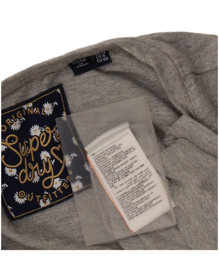 Superdry Haut à manches longues pour femme UK 12 Gris moyen Coton