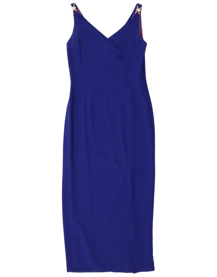 Frank Usher Womens Sleeveless Bodycon Dress UK 10 Small Blue Polyester