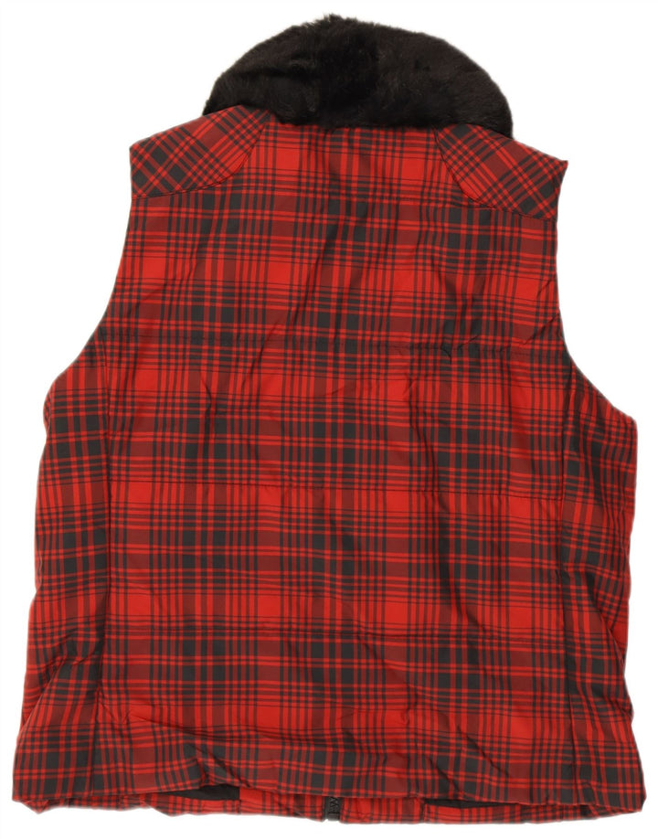 RALPH LAUREN Gilet Femme UK 18 XL Rouge à Carreaux Polyester