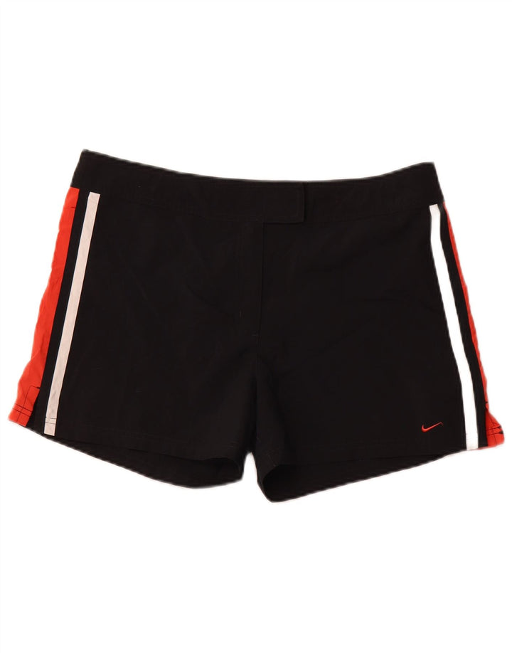 NIKE Short décontracté pour femme US 12/14 Large W34 Noir Colourblock Polyester