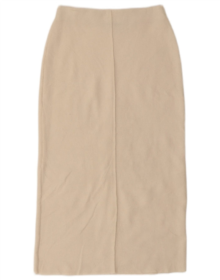 Zara Femme Jupe Midi En Tricot Petit W26 Blanc Cassé