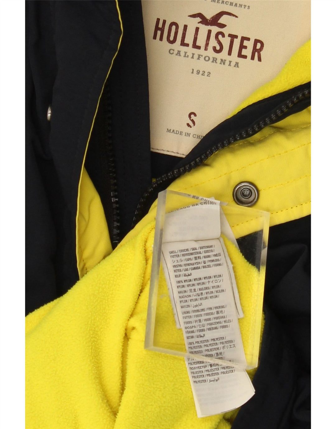 HOLLISTER Veste coupe-vent surdimensionnée pour femme UK 10 Petit nylon bleu marine