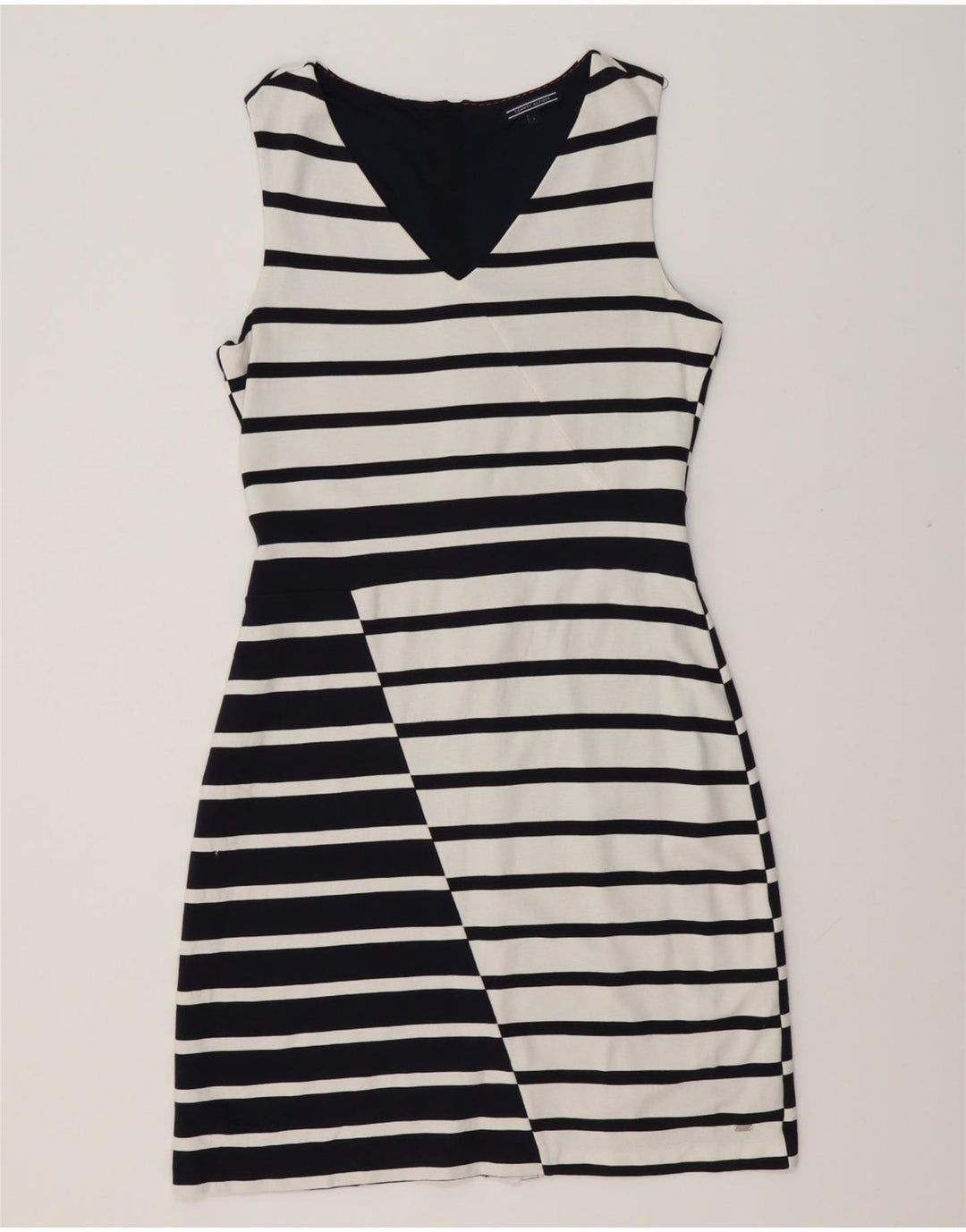 TOMMY HILFIGER Robe fourreau sans manches pour femme UK 14 Large Rayé Blanc