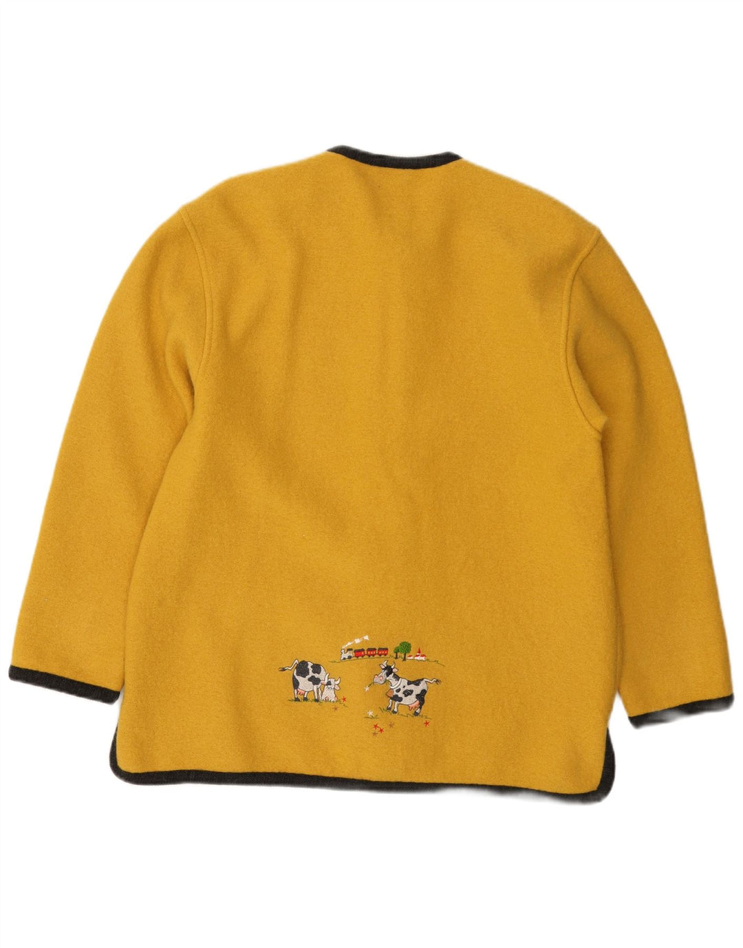 GEIGER Cardigan Femme Pull EU 42 Large Jaune Laine Vierge