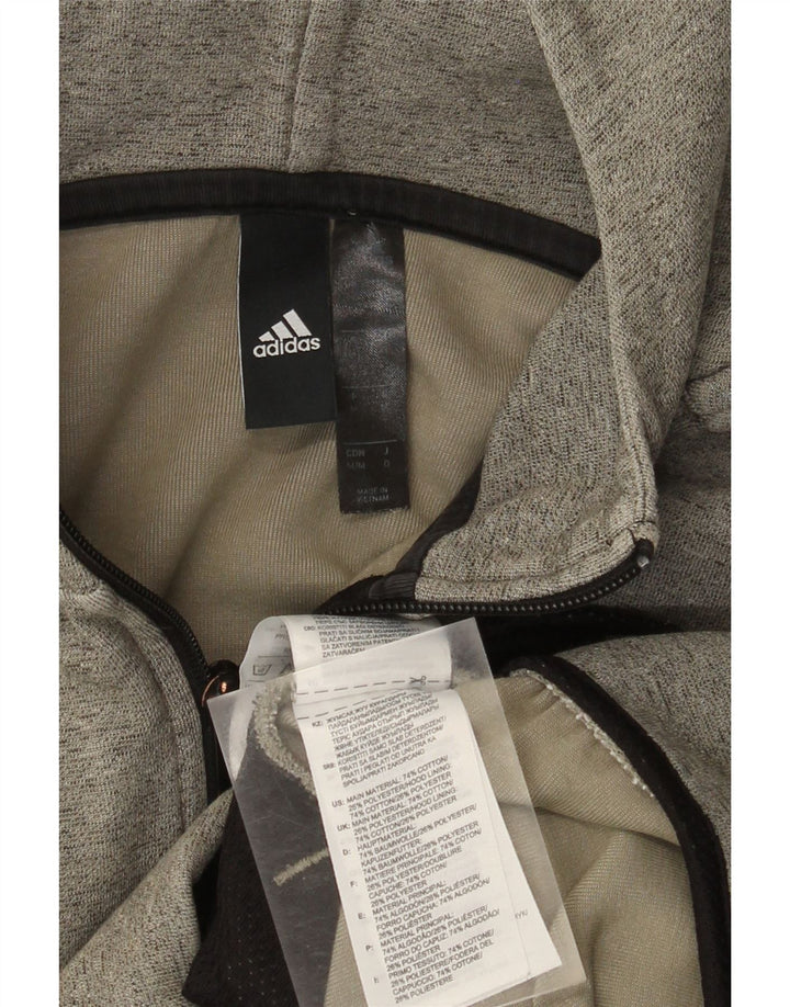 Adidas Pull à capuche zippé pour homme en coton gris moyen