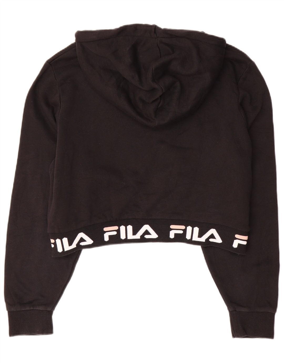 FILA Pull à capuche court graphique pour fille 13-14 ans Grand noir en coton