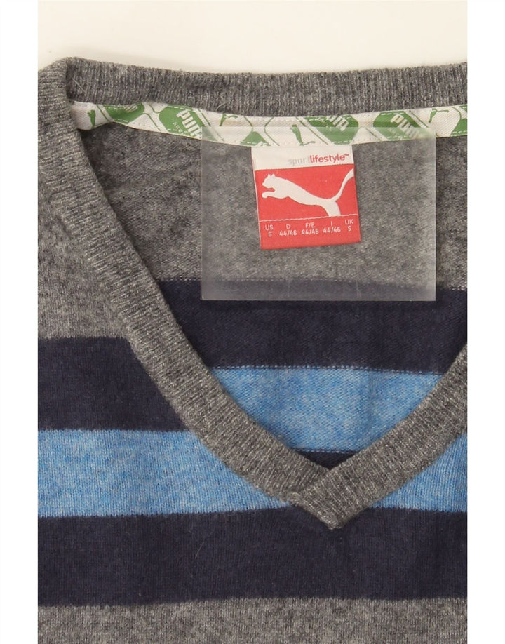 Puma Pull Col V Homme Petit Gris Colorblock Lambswool